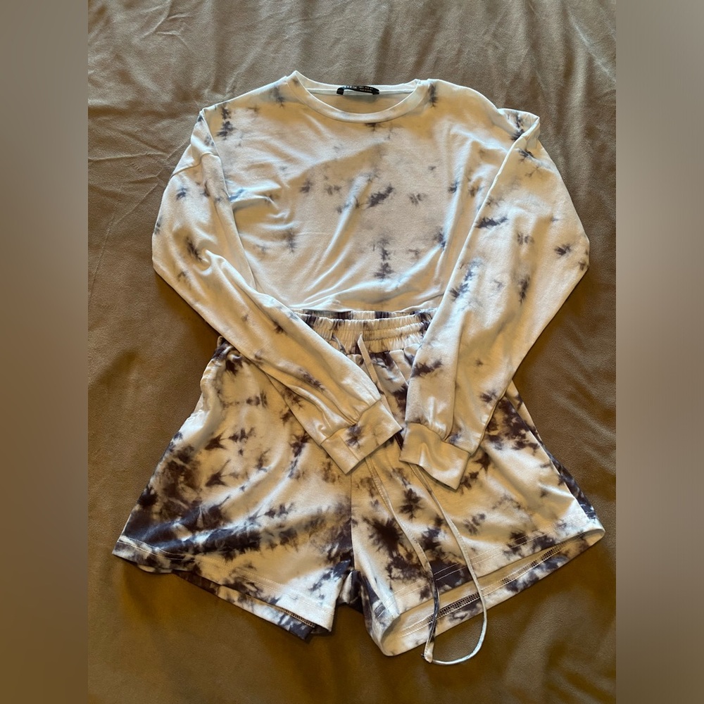 Tie Dye Top & Tie Waste Shorts Set